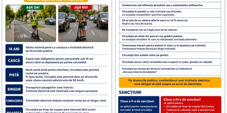TROTINETA ELECTRICĂ – GHID DE CIRCULAȚIE ȘI SIGURANȚĂ